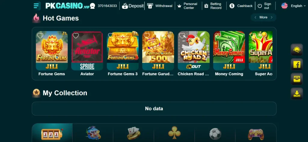PK Casino game official screenshot image.