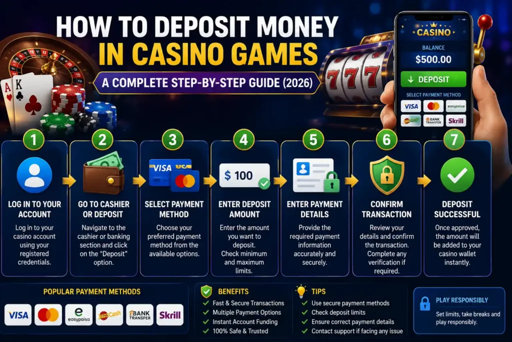 How to deposit money in casino games.